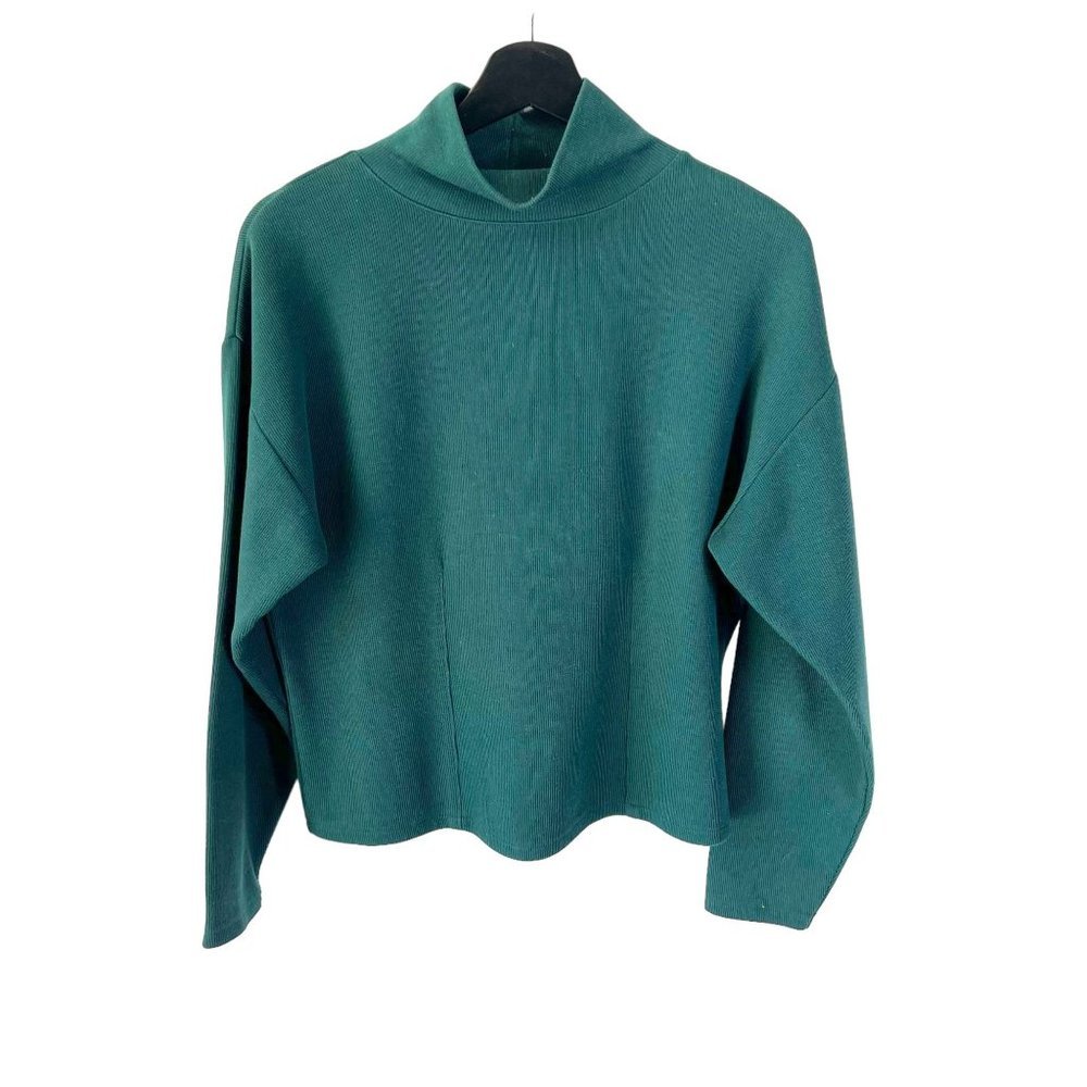 Vintage 90s Express Green Ribbed Sweater Top Medium